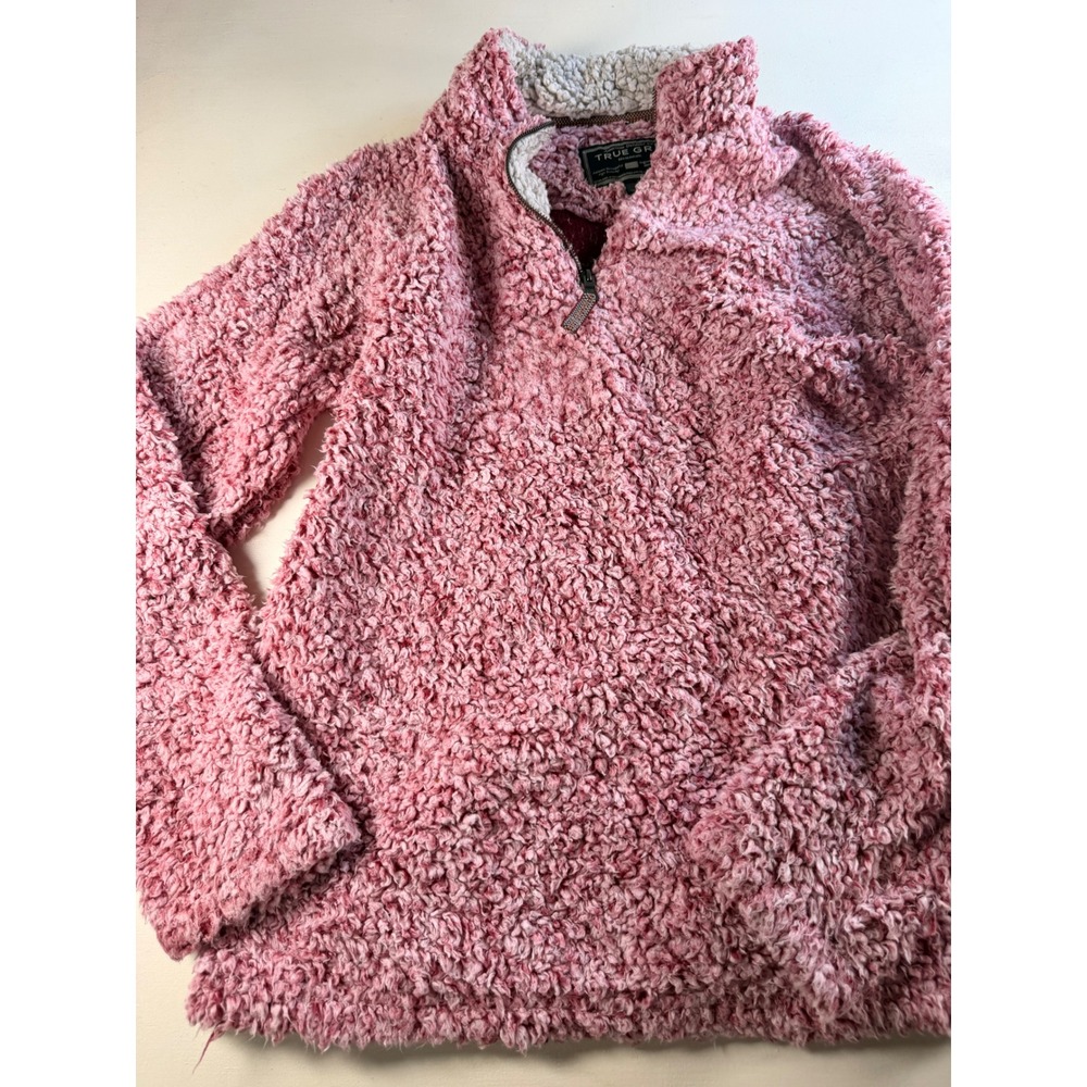 True Grit Pullover Women Medium Pink Y2K Sherpa Fleece Quarter Zip SJ